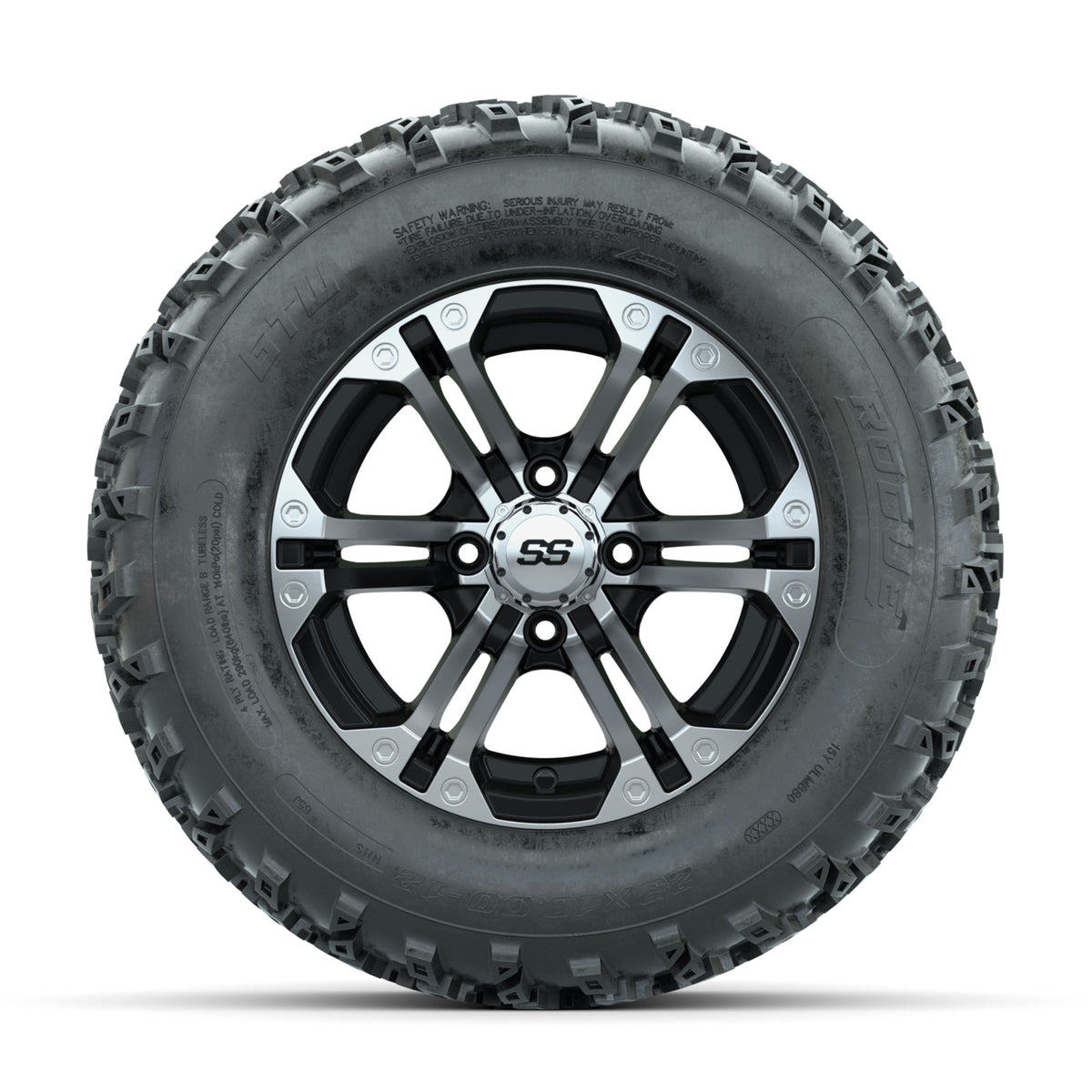 GTW Specter Machined/Black 12 in Wheels with 23x10.00-12 Rogue All Terrain