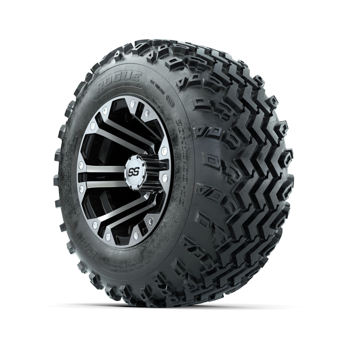 GTW Specter Machined/Black 10 in Wheels with 20x10.00-10 Rogue All Terrain