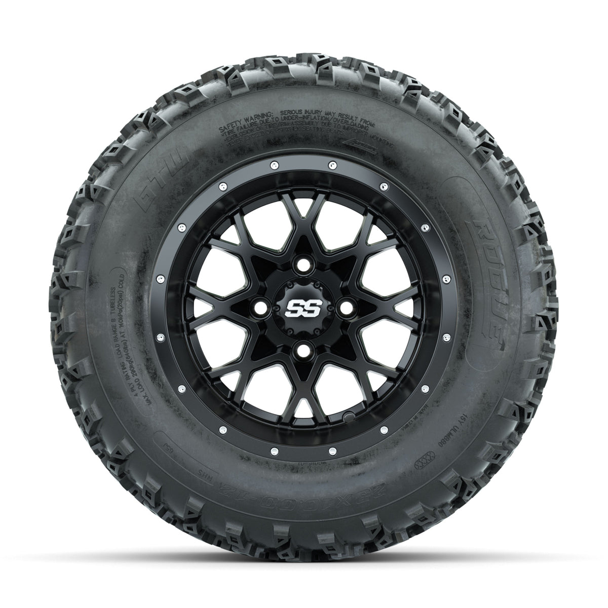 GTW Vortex Matte Black 12 in Wheels with 23x10.00-12 Rogue All Terrain Tires