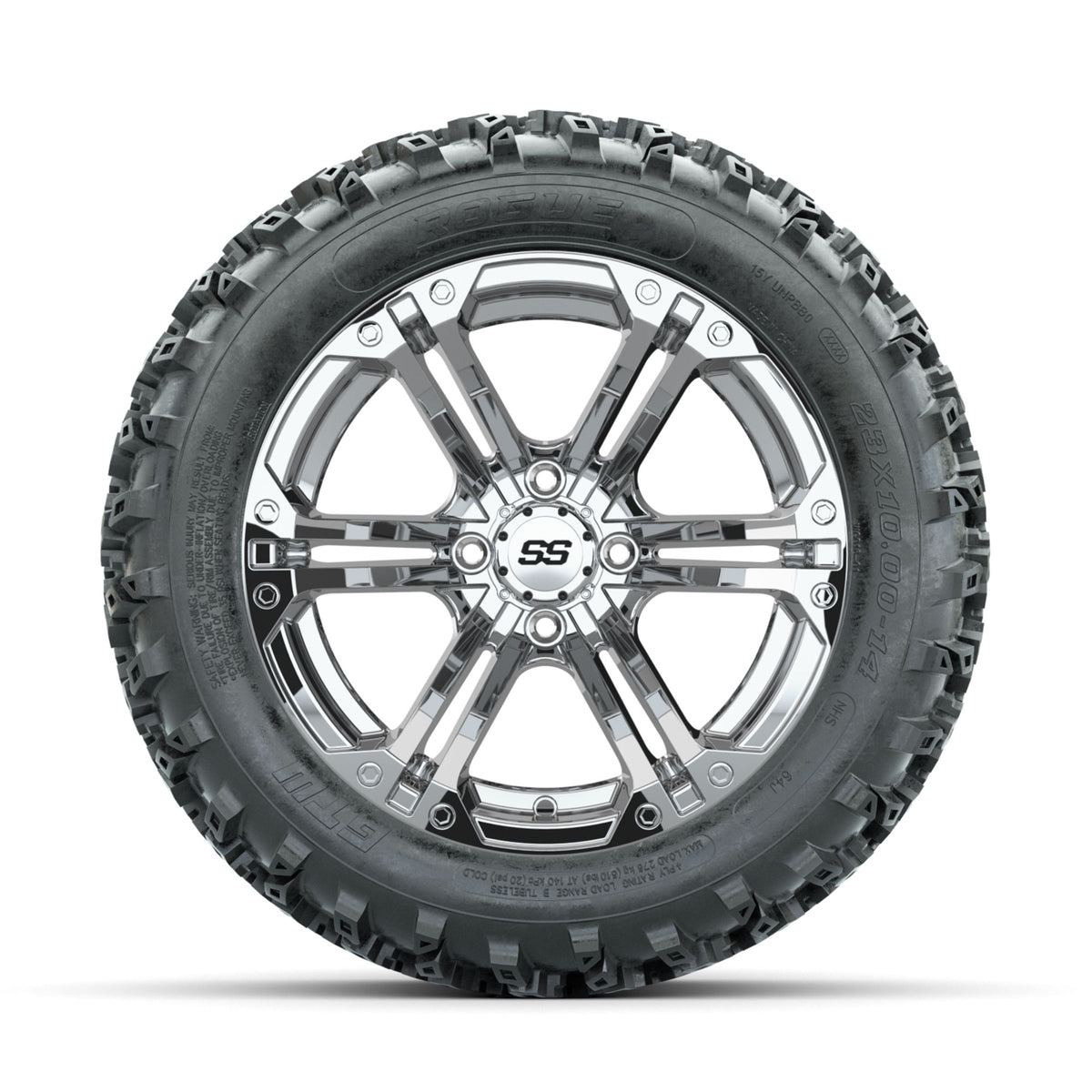 GTW Specter Chrome 14 in Wheels with 23x10.00-14 Rogue All Terrain Tires ‚ Full