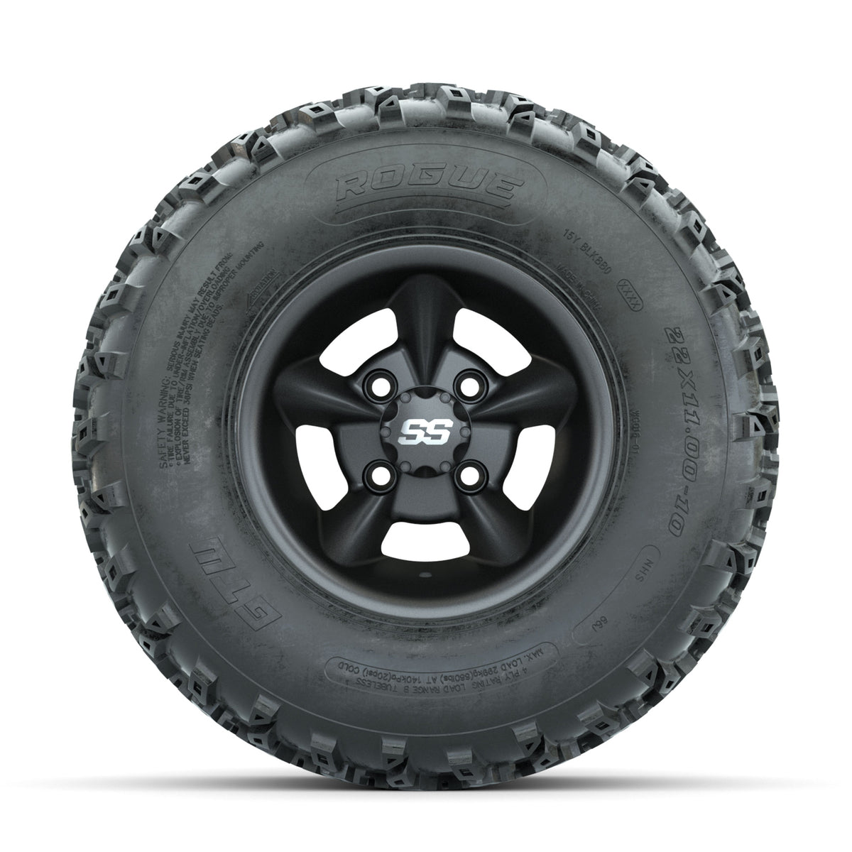 GTW Godfather Matte Grey 10 in Wheels with 22x11.00-10 Rogue All Terrain Tires