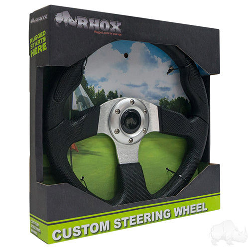 Golf Cart Steering Wheel - Formula GT -13" Diameter (Black Grip/Brushed