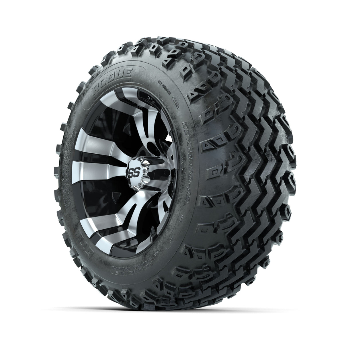GTW Vampire Machined/Black 12 in Wheels with 22x11.00-12 Rogue All Terrain