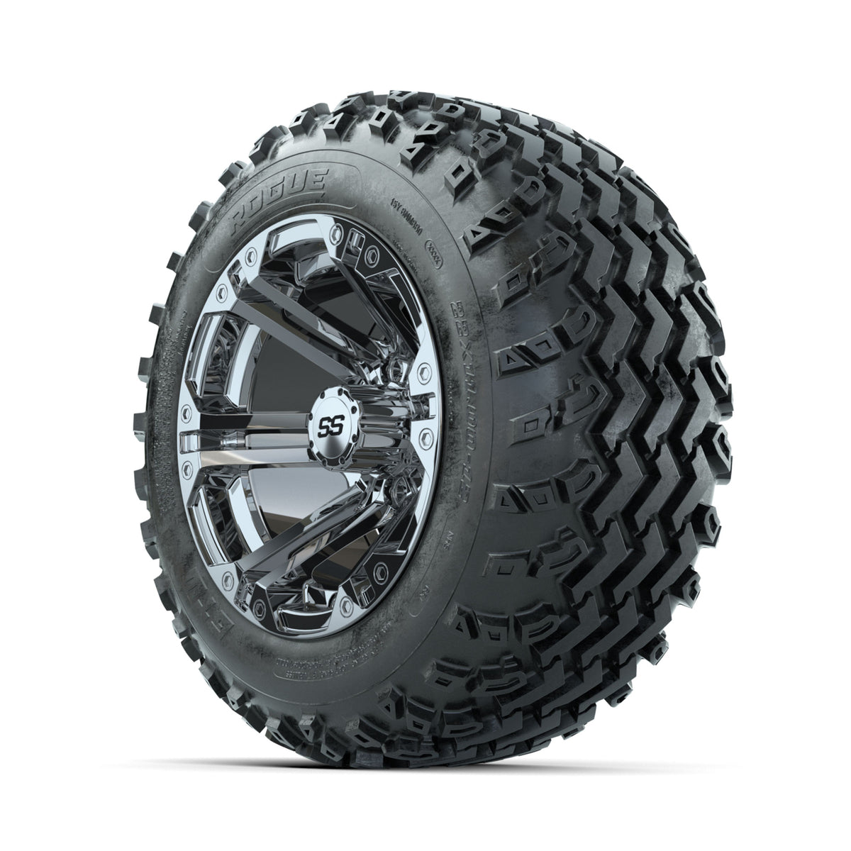 GTW Specter Chrome 12 in Wheels with 22x11.00-12 Rogue All Terrain Tires –