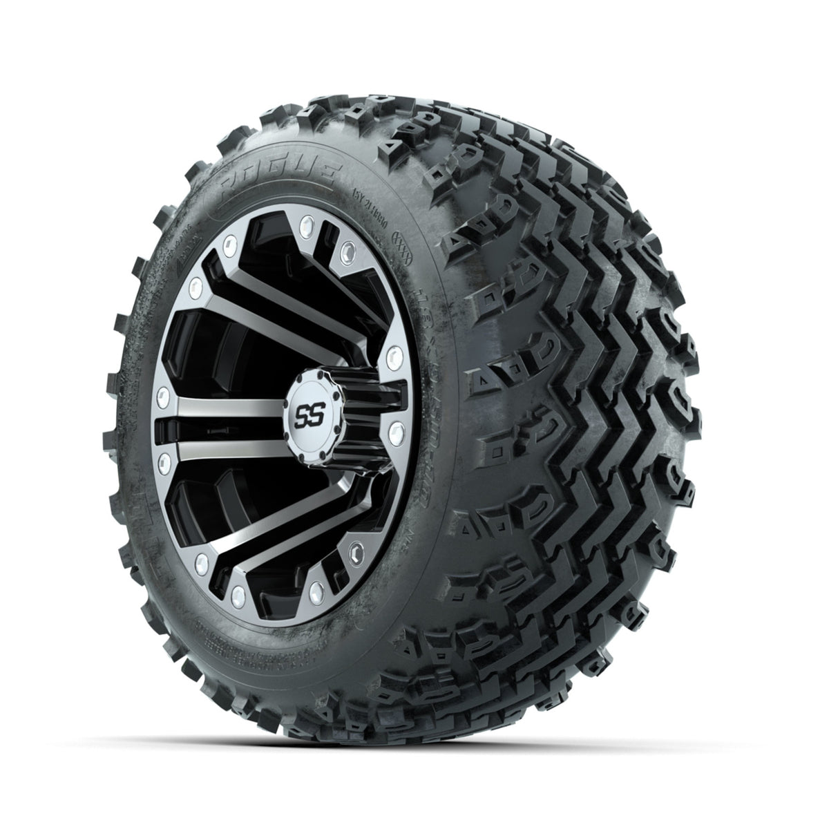GTW Specter Machined/Black 10 in Wheels with 18x9.50-10 Rogue All Terrain Tires