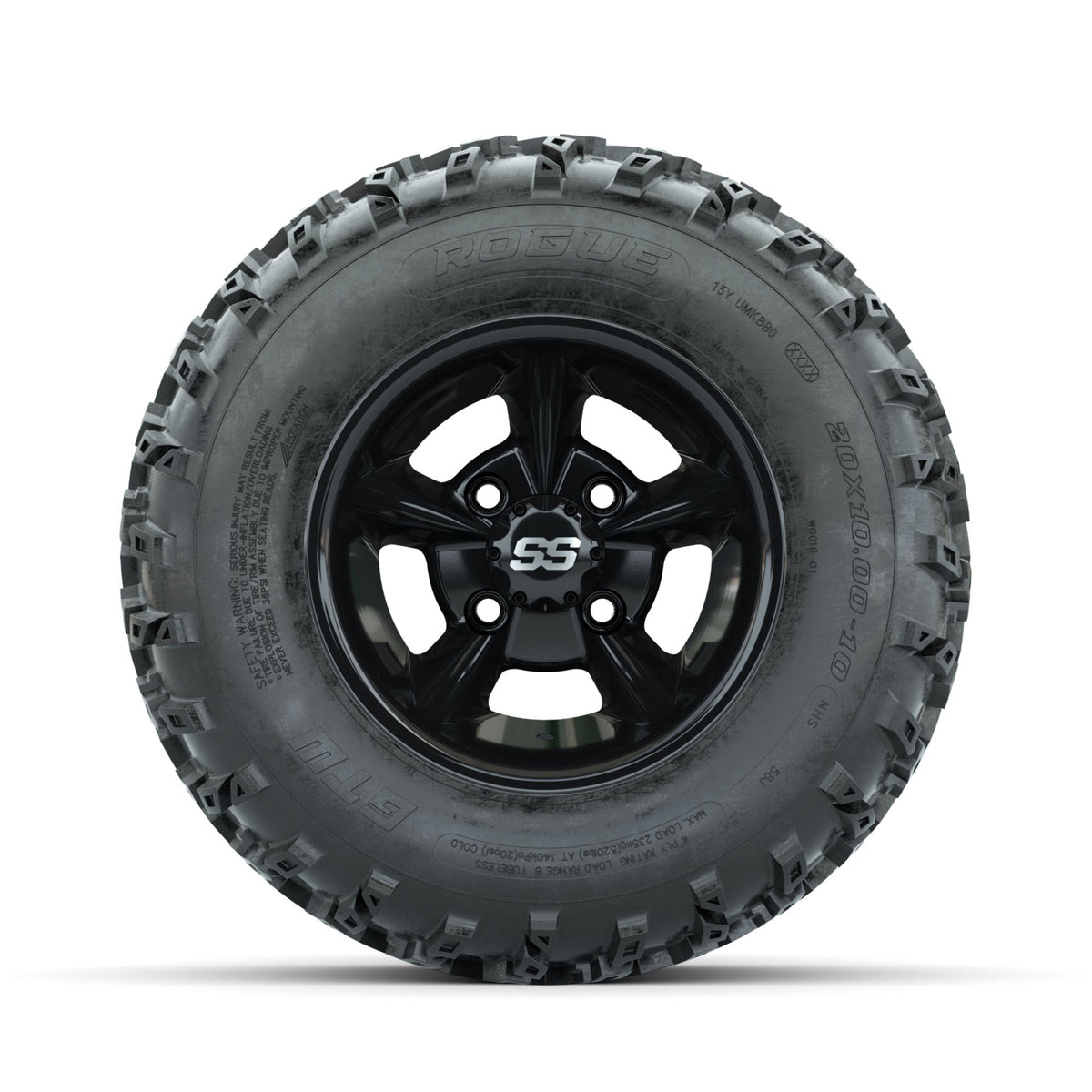 GTW Godfather Black 10 in Wheels with 20x10.00-10 Rogue All Terrain Tires –