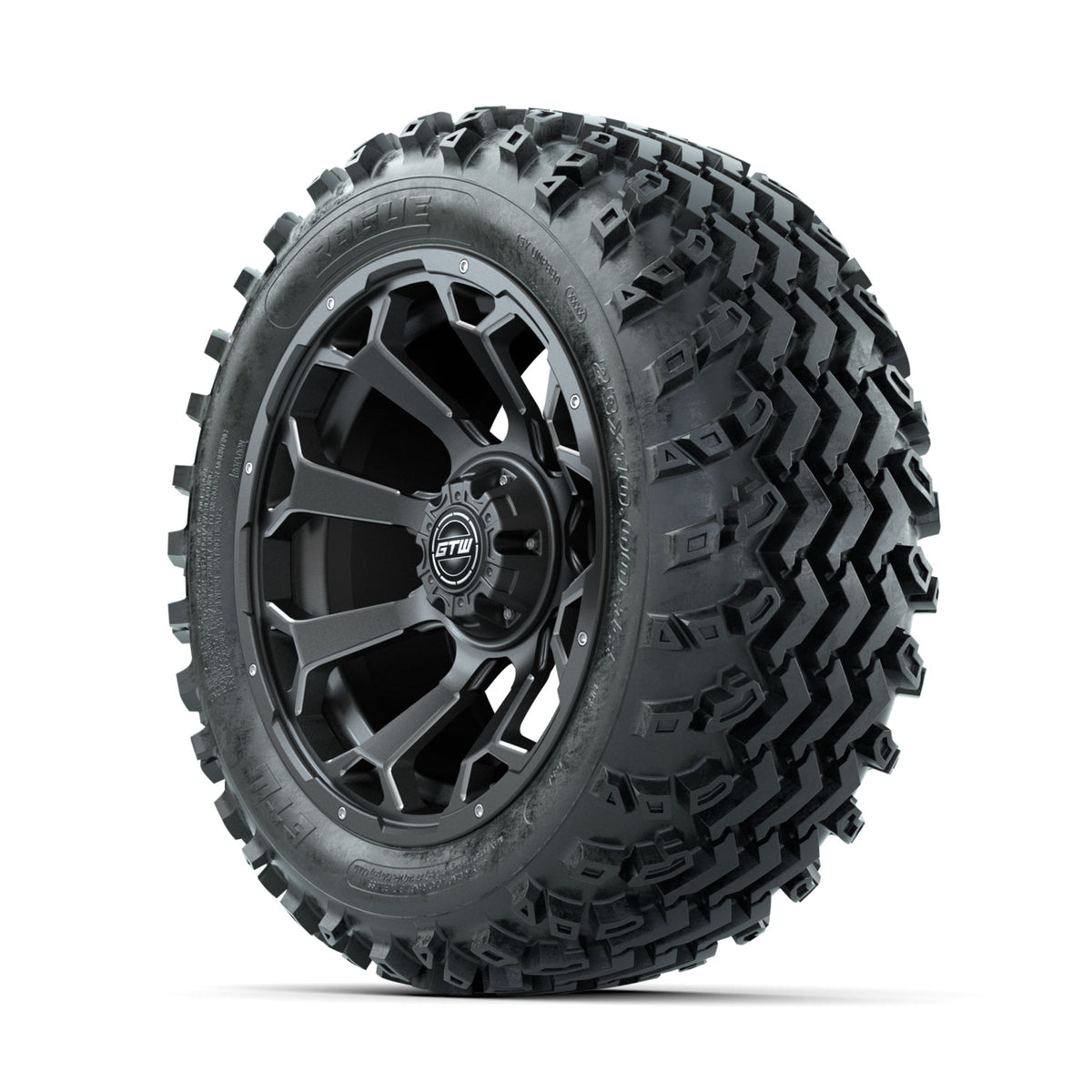 GTW Raven Ball Milled/Matte Grey 14 in Wheels with 23x10.00-14 Rogue All