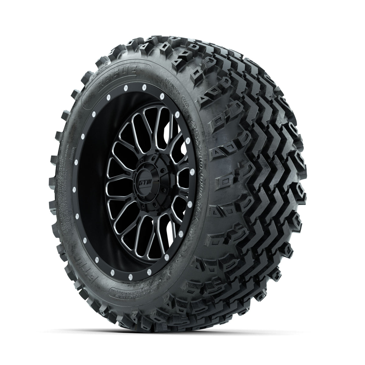 GTW Helix Machined/Black 14 in Wheels with 23x10.00-14 Rogue All Terrain Tires