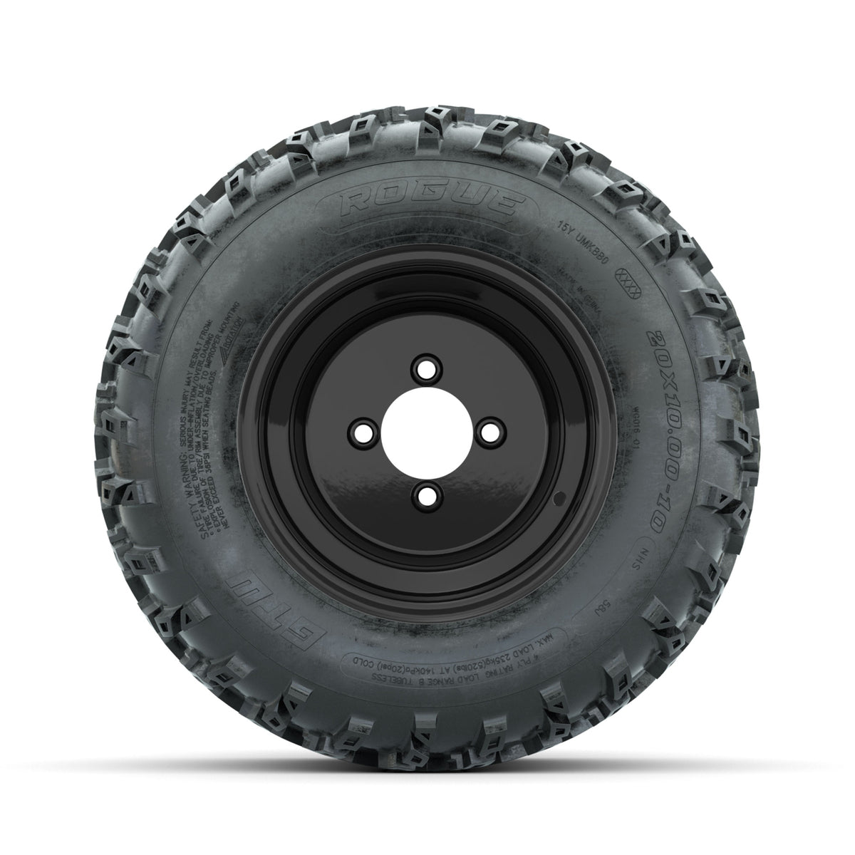 GTW Steel Black 10 in Wheels with 20x10.00-10 Rogue All Terrain Tires – Full