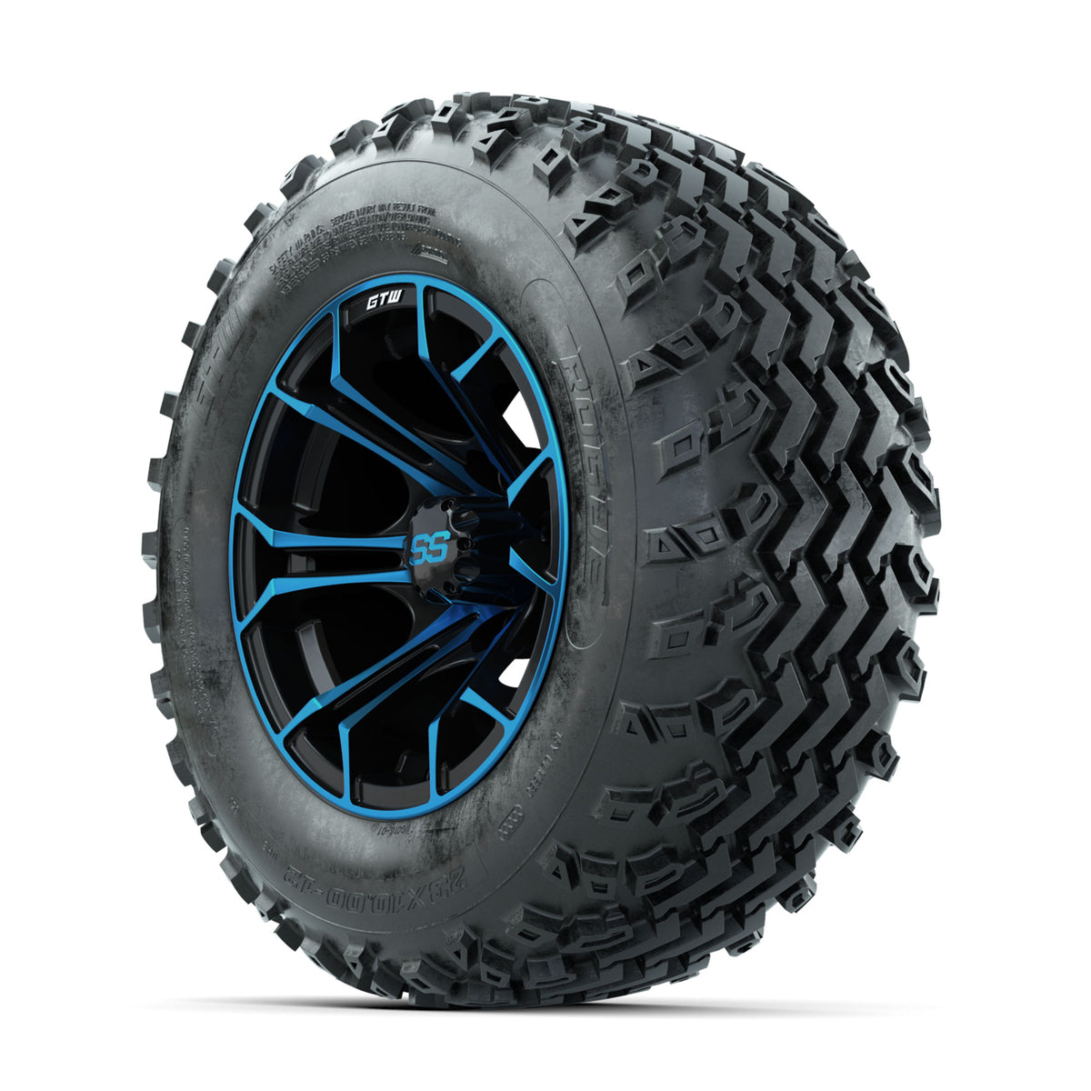 GTW Spyder Blue/Black 12 in Wheels with 23x10.00-12 Rogue All Terrain Tires –