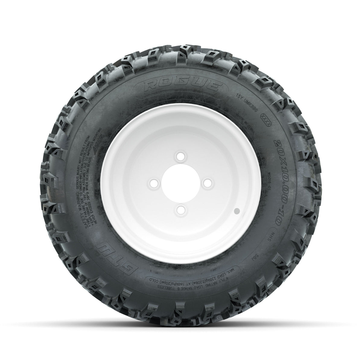 GTW Steel White 10 in Wheels with 20x10.00-10 Rogue All Terrain Tires – Full