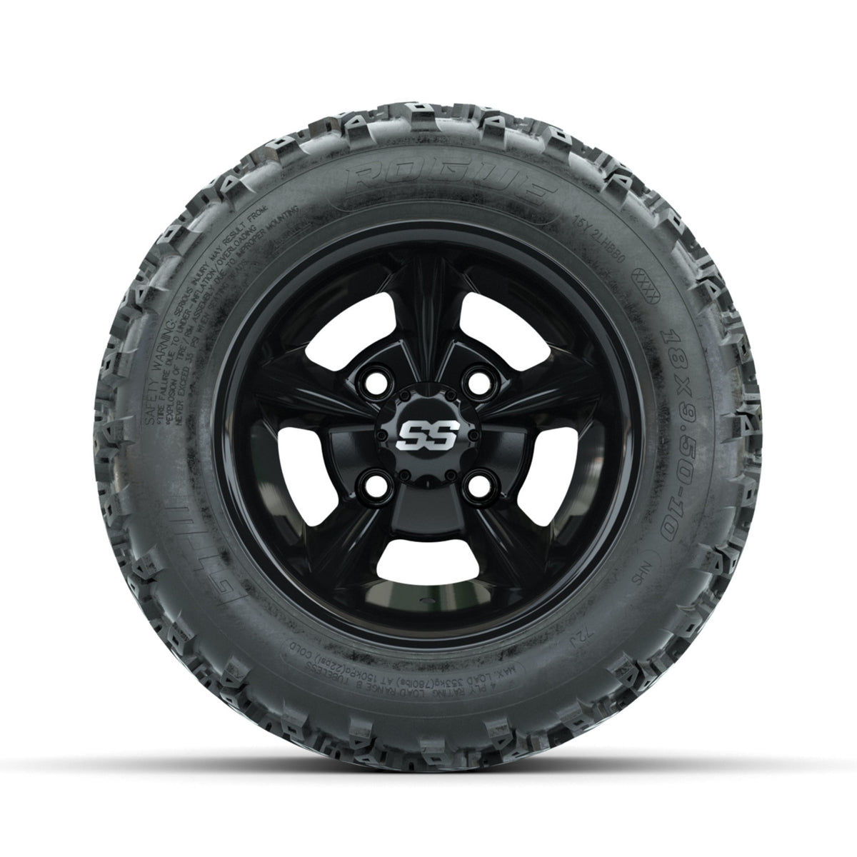 GTW Godfather Black 10 in Wheels with 18x9.50-10 Rogue All Terrain Tires –