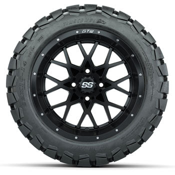 GTW Matte Black Vortex 14 in Wheels with 22x10-14 Timberwolf All-Terrain Tires