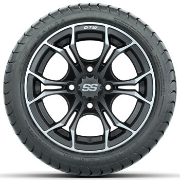 GTW Matte Machined/Gray Spyder 12 in Wheels with 215/35-12 Mamba Street Tires