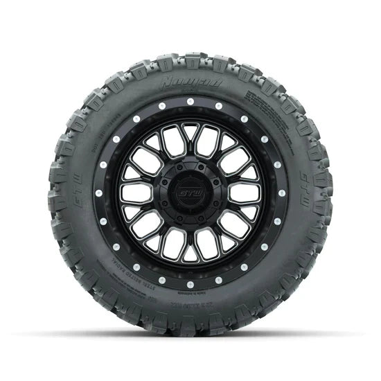 Set of (4) 12 in GTW® Helix Machined & Black Wheels with 22x11-R12 Nomad