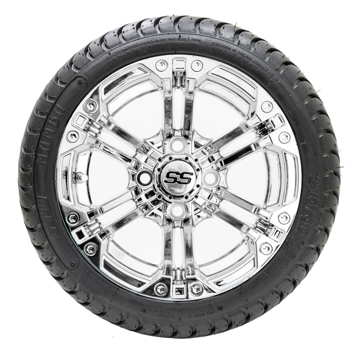 12" GTW Specter Chrome Wheels with 18" Mamba DOT Street Tires Set of 4