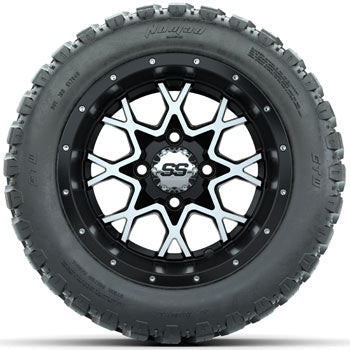 GTW Matte Machined/Black Vortex 12 in Wheels with 20x10-R12 Nomad All-Terrain