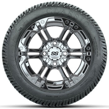 GTW Chrome Specter 12 in Wheels with 215/40-12 Excel Classic Street Tires - Set
