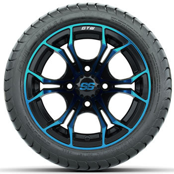 GTW Blue/Black Spyder 12 in Wheels with 215/35-12 Mamba Street Tires - Set of 4