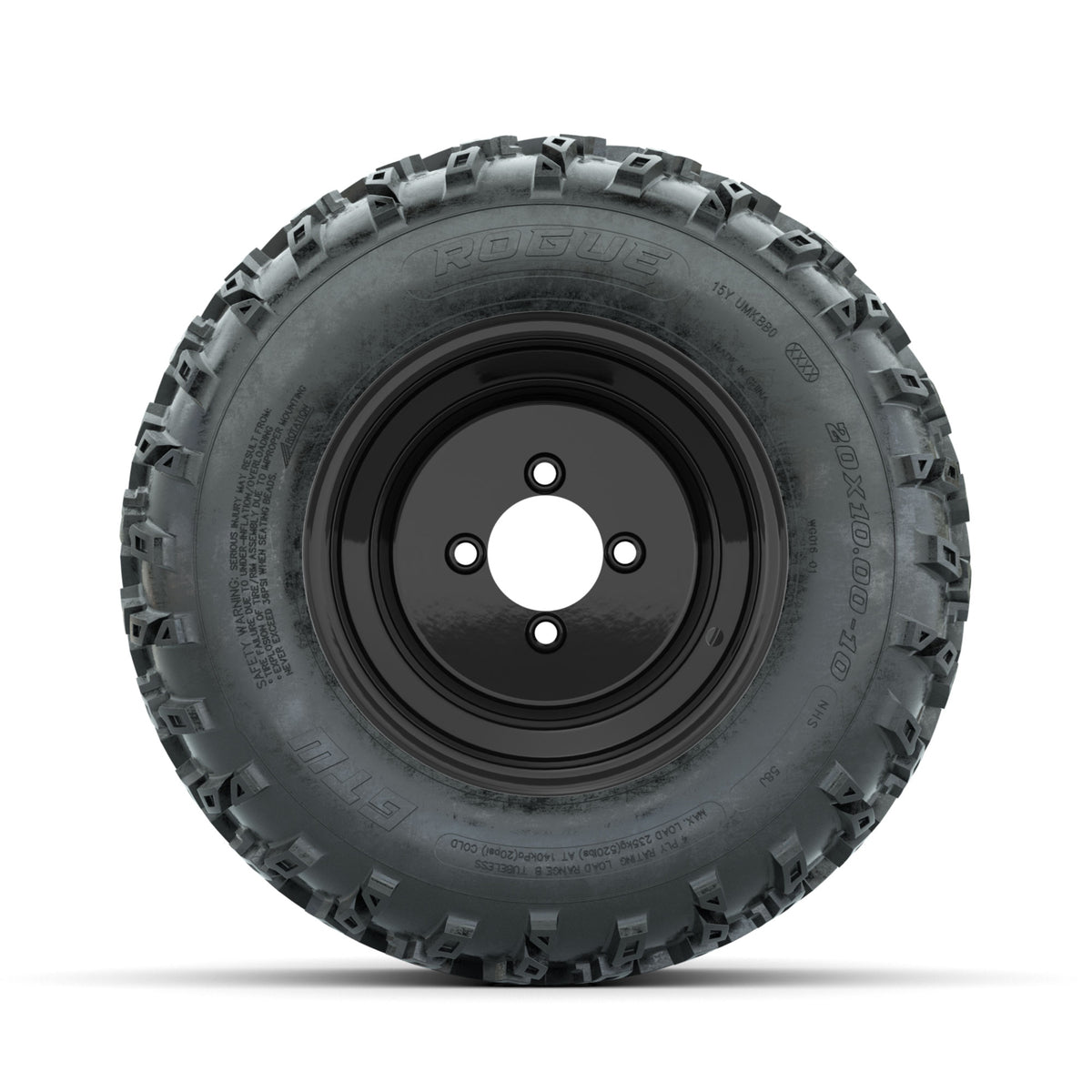 GTW Steel Matte Black 3:5 Offset 10 in Wheels with 20x10.00-10 Rogue All