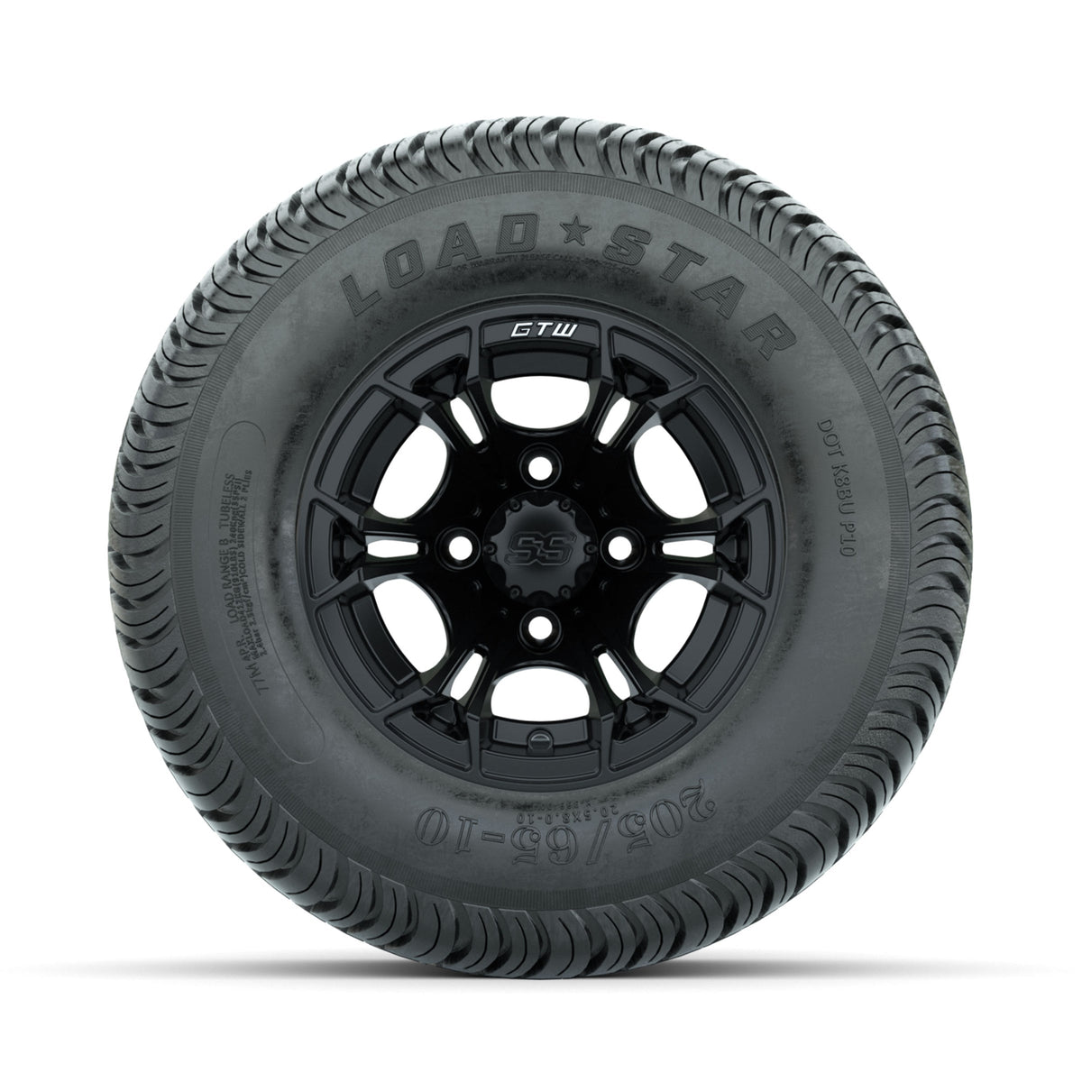 GTW Spyder Matte Black 10 in Wheels with 205/65-10 Kenda Load Star Street Tires