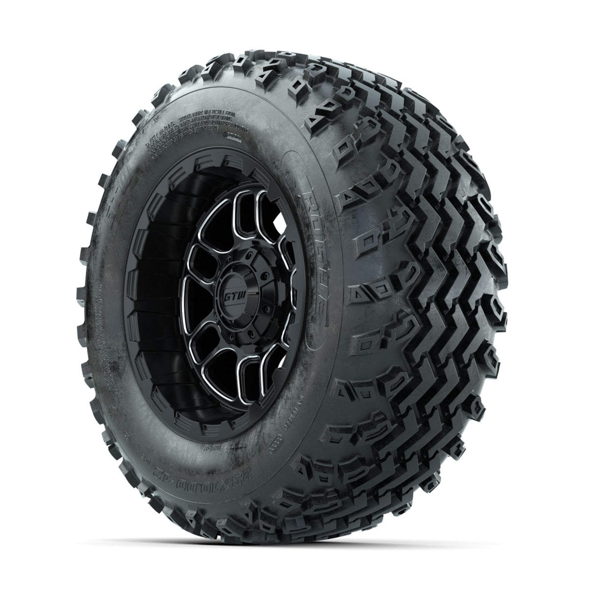 GTW Titan Machined/Black 12 in Wheels with 23x10.00-12 Rogue All Terrain Tires