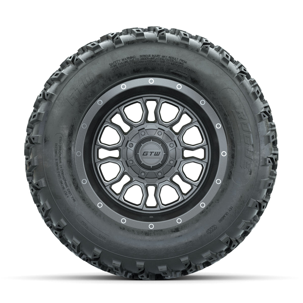 GTW Volt Gunmetal/Machined 12 in Wheels with 23x10.00-12 Rogue All Terrain