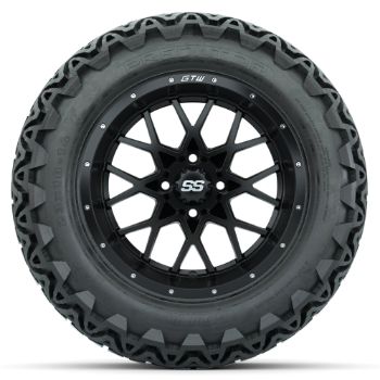 Set of 4 - 14 in GTW Matte Black Vortex Wheels with 23x10-14 GTW Predator