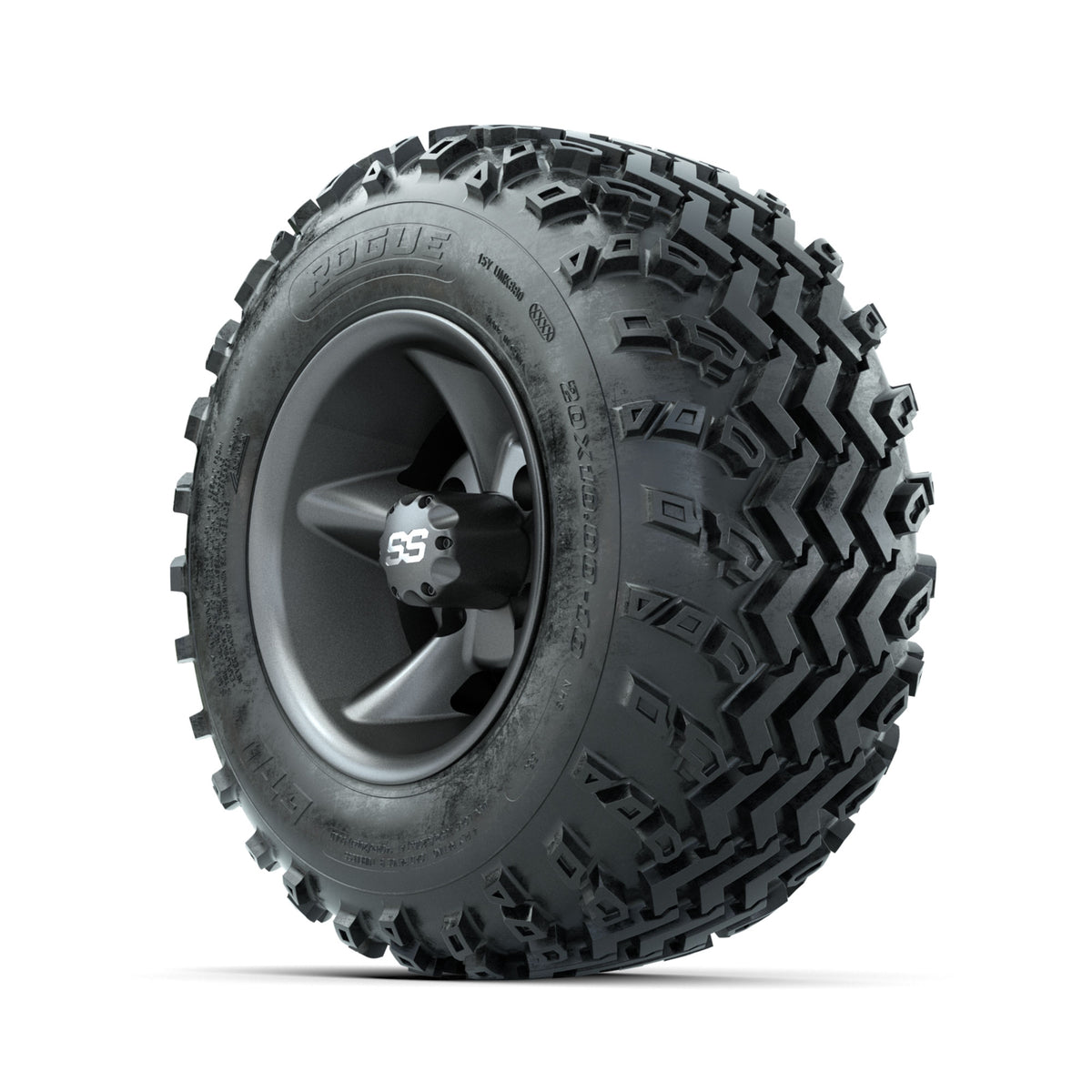GTW Godfather Matte Grey 10 in Wheels with 20x10.00-10 Rogue All Terrain Tires