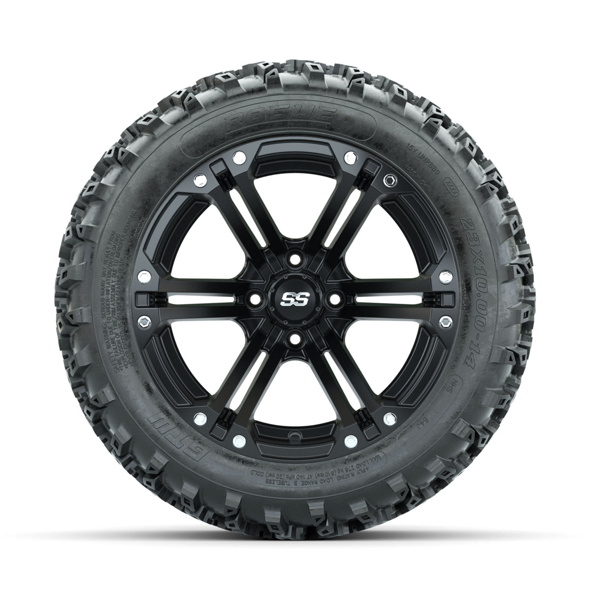 GTW Specter Matte Black 14 in Wheels with 23x10.00-14 Rogue All Terrain Tires