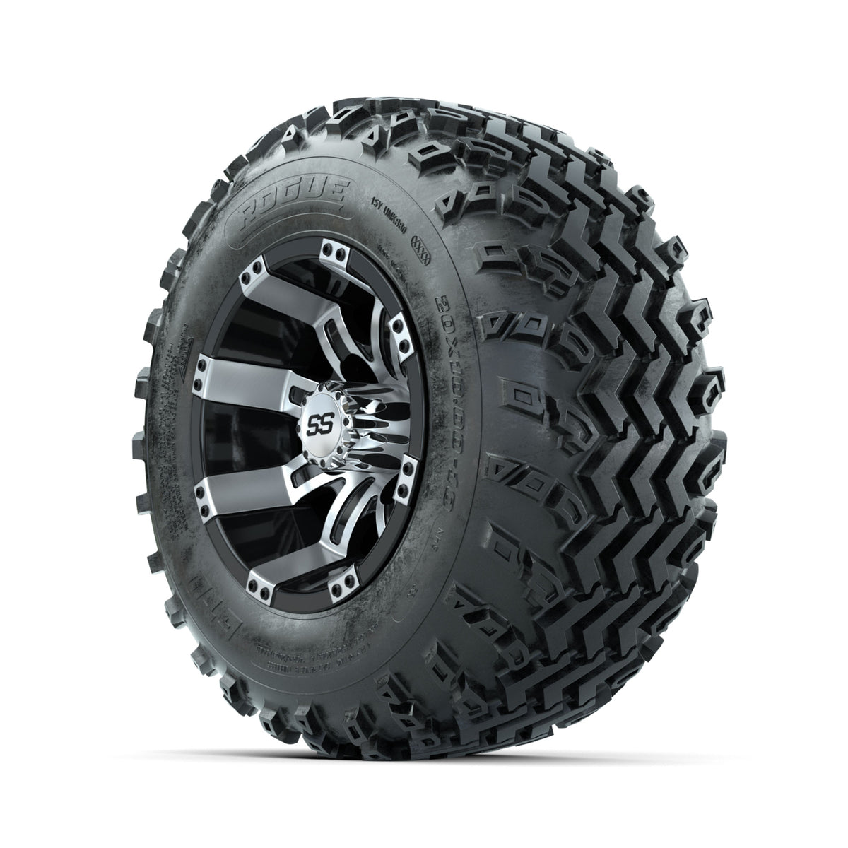 GTW Tempest Machined/Black 10 in Wheels with 20x10.00-10 Rogue All Terrain