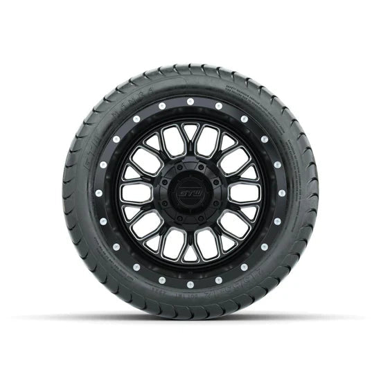 Set of (4) 12 in GTW® Helix Machined & Black Wheels with 215/35-12 Mamba