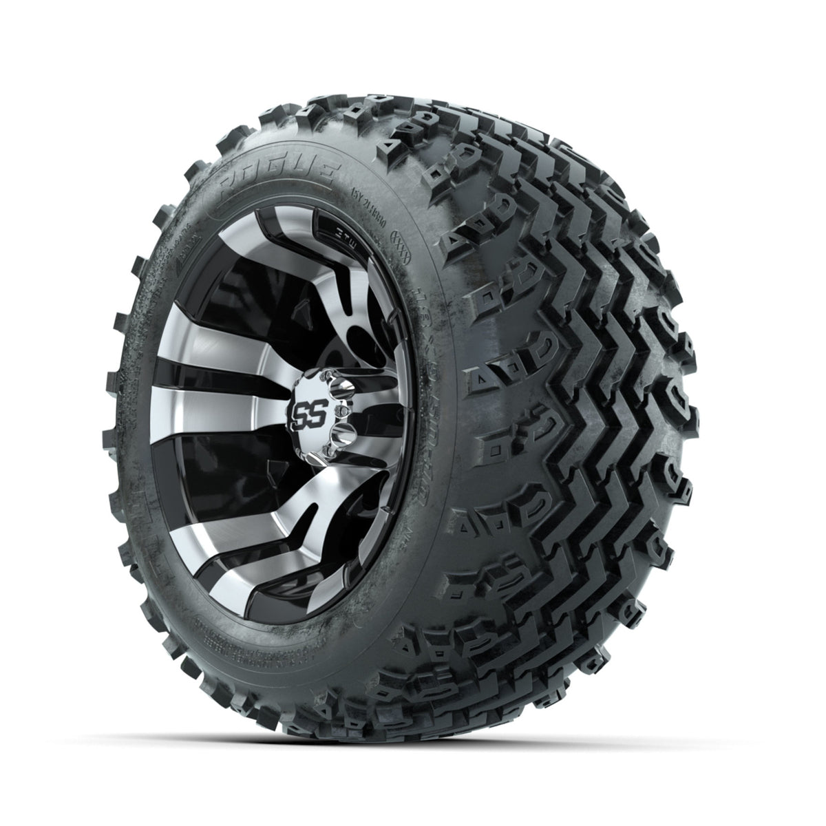 GTW Vampire Machined/Black 10 in Wheels with 18x9.50-10 Rogue All Terrain Tires