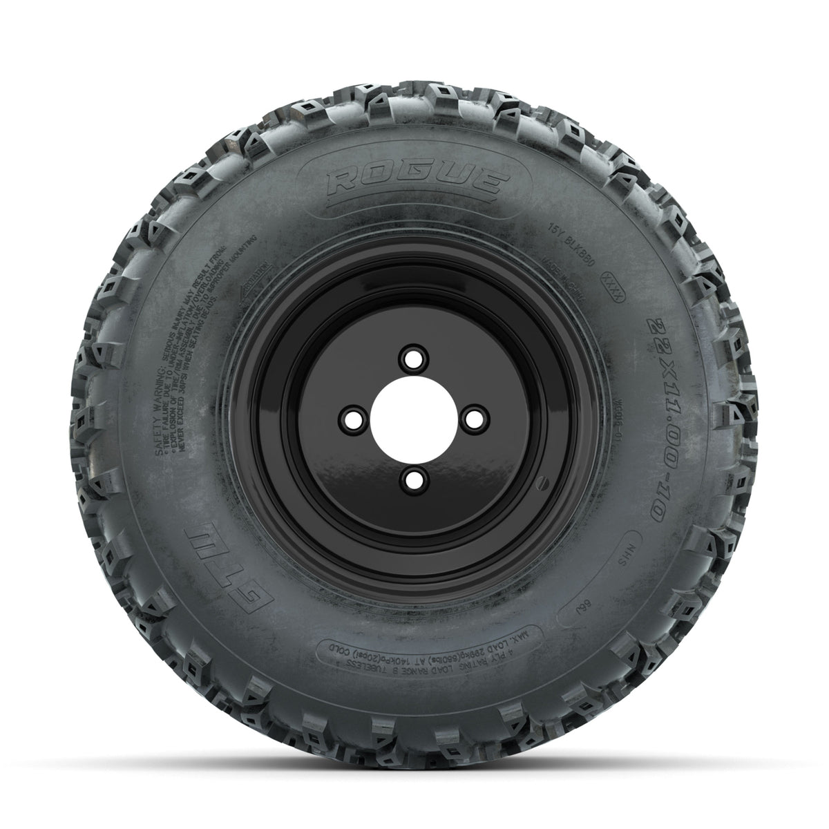 GTW Steel Matte Black 3:5 Offset 10 in Wheels with 22x11.00-10 Rogue All