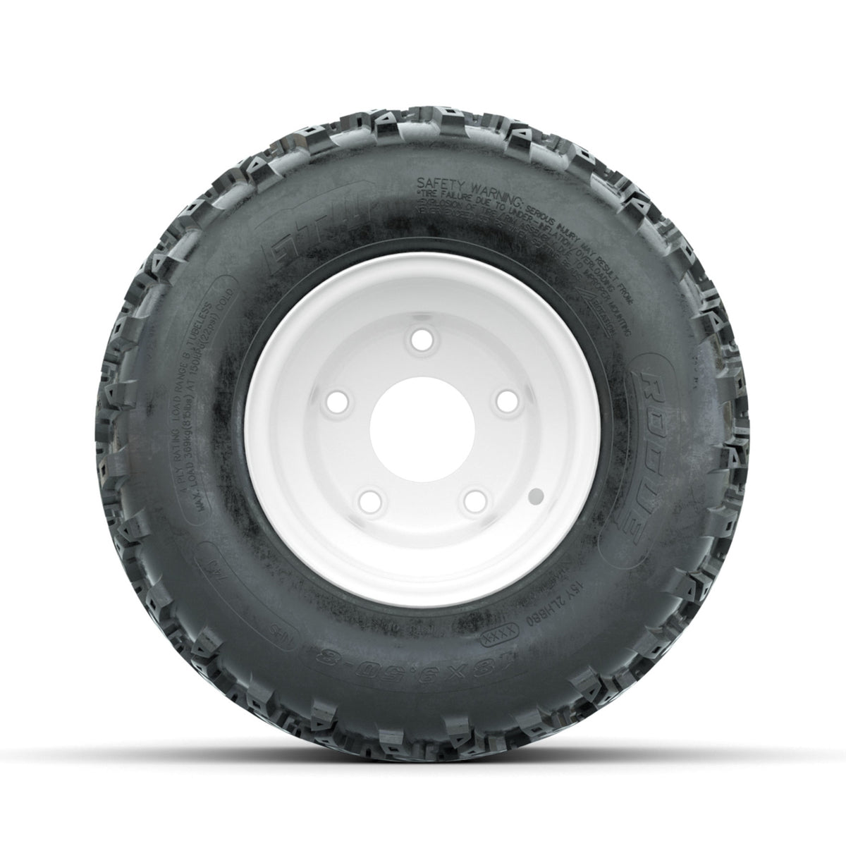 GTW Steel White Centered 5-Hole 8 in Wheels with 18x9.50-8 Rogue All Terrain