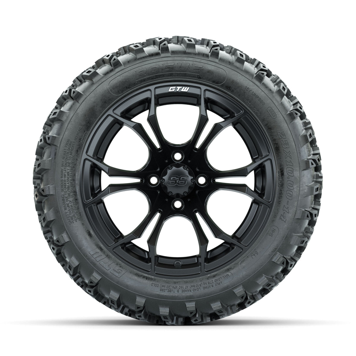 GTW Spyder Matte Black 14 in Wheels with 23x10.00-14 Rogue All Terrain Tires