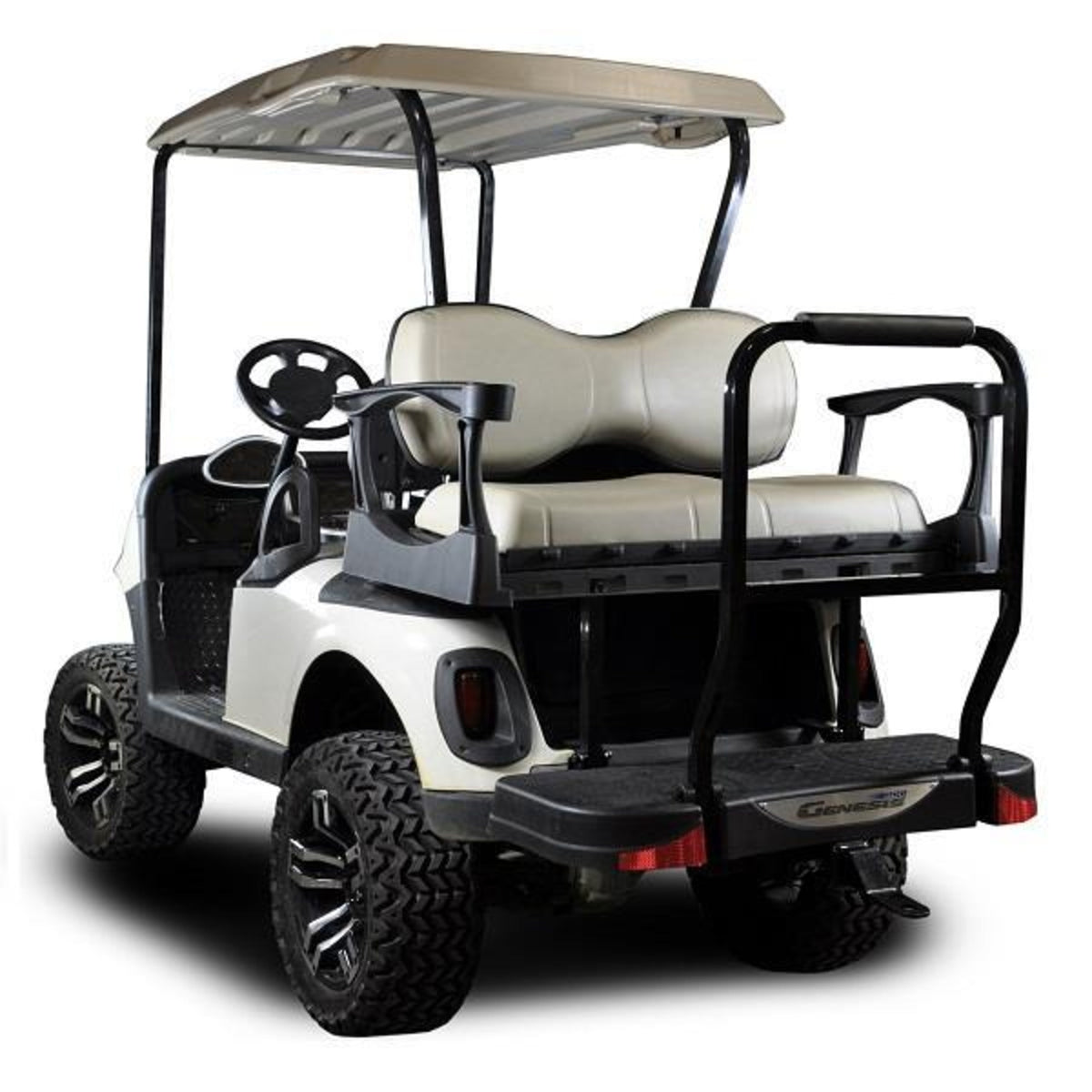 MadJax Genesis 300 with Deluxe Oyster Aluminum Rear Flip Seat - E-Z-GO RXV