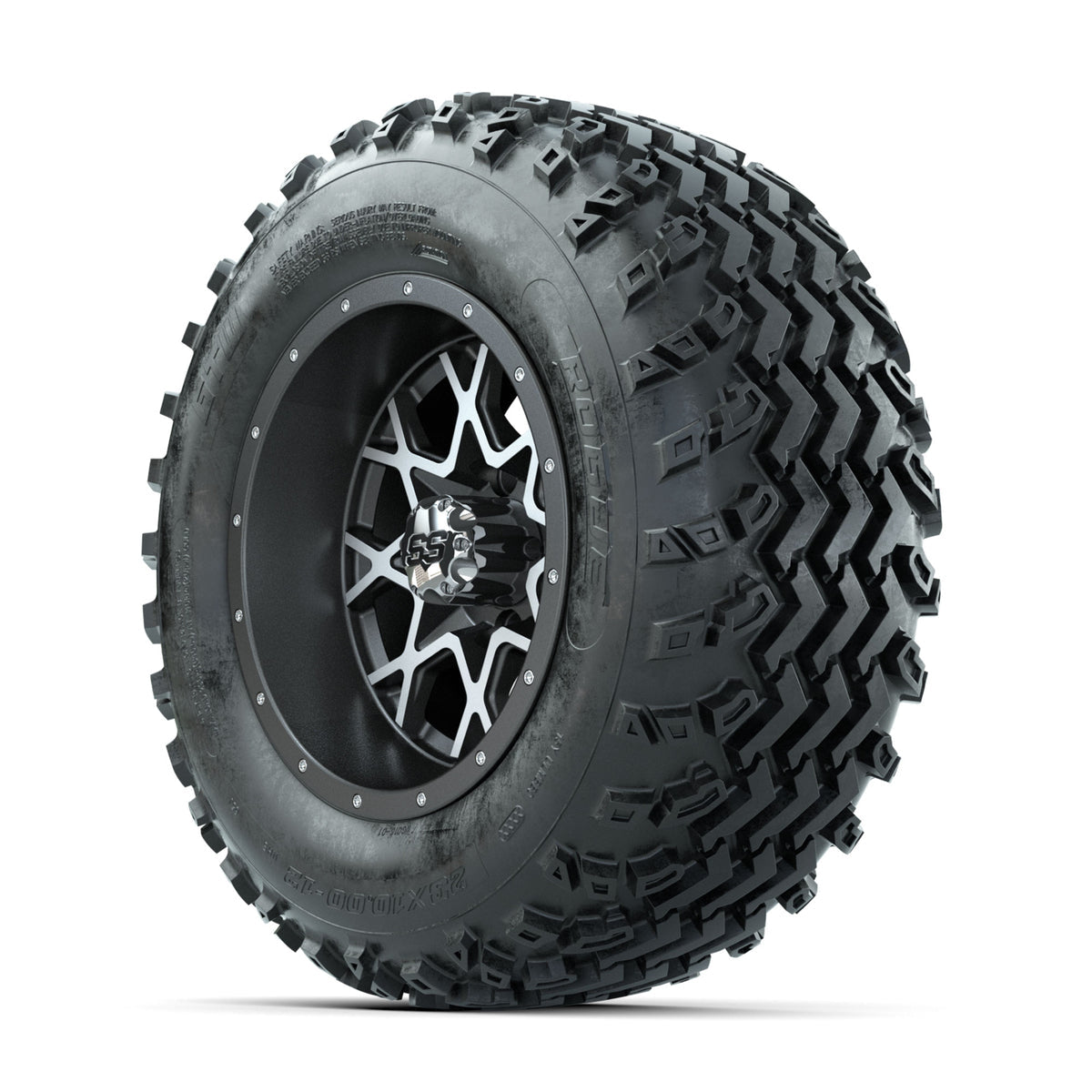 GTW Vortex Machined/Matte Grey 12 in Wheels with 23x10.00-12 Rogue All Terrain