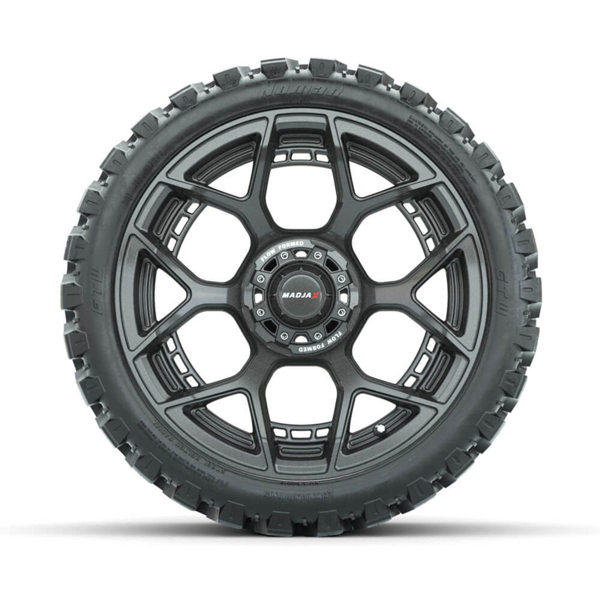 Set of (4) 15" Inch MadJax Flow Form Evolution Gunmetal Wheels with GTW Nomad