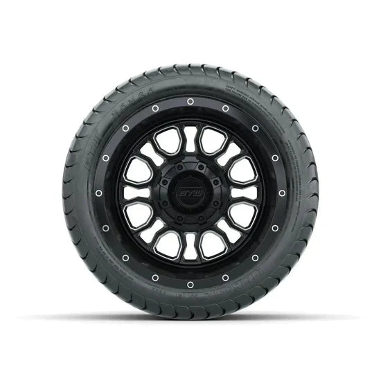 Set of (4) 12 in GTW® Volt Machined & Black Wheels with 215/35-12 Mamba Street