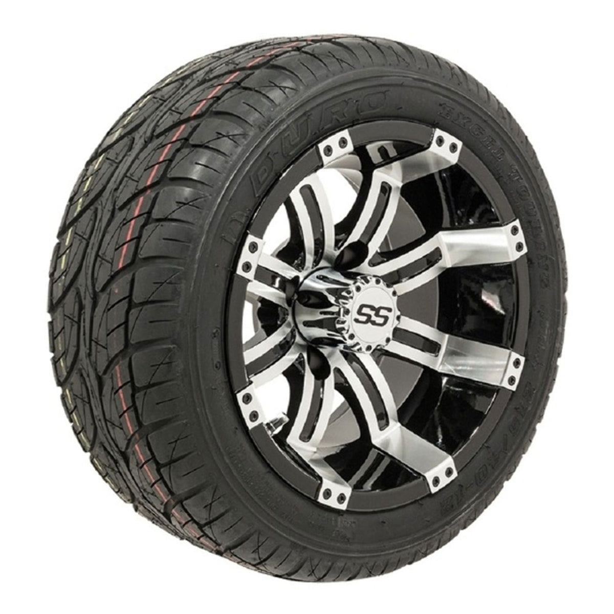 12" GTW Tempest Black and Machined Wheels with 18" Fusion DOT Street Tires Set