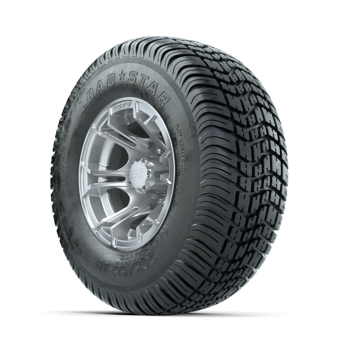 GTW Spyder Silver Brush 10 in Wheels with 20x10-10 Barrage Mud Tires – Full