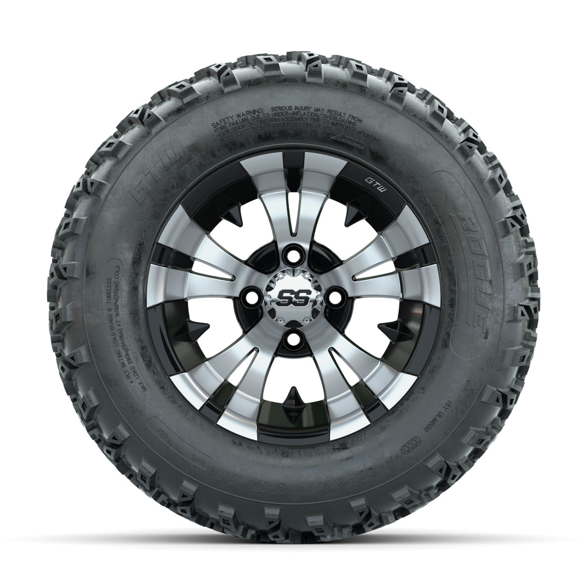 GTW Vampire Machined/Black 12 in Wheels with 23x10.00-12 Rogue All Terrain