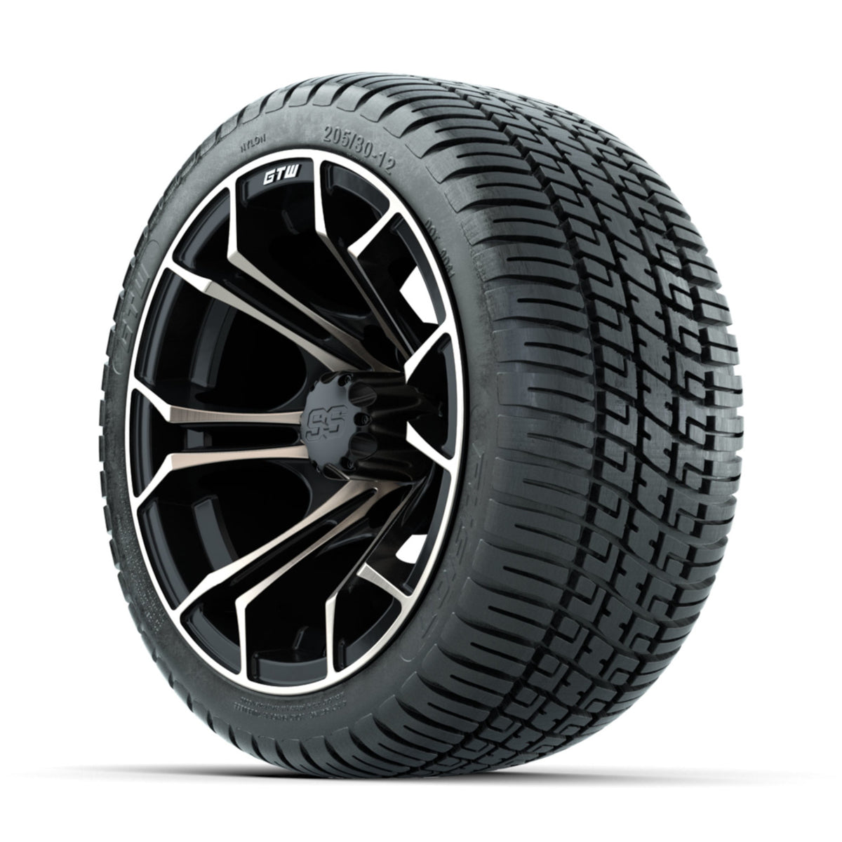 GTW Spyder Bronze/Matte Black 12 in Wheels with 205/30-12 Fusion Street Tires