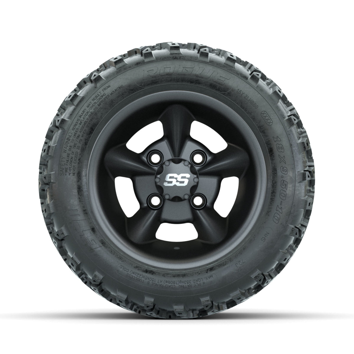 GTW Godfather Matte Grey 10 in Wheels with 18x9.50-10 Rogue All Terrain Tires
