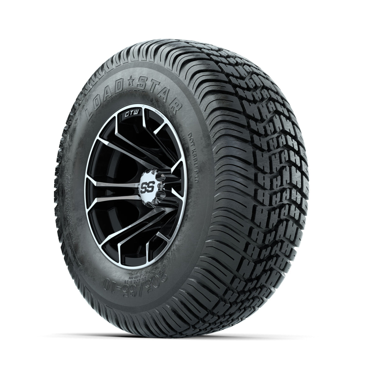 GTW Spyder Machined/Black 10 in Wheels with 205/65-10 Kenda Load Star Street