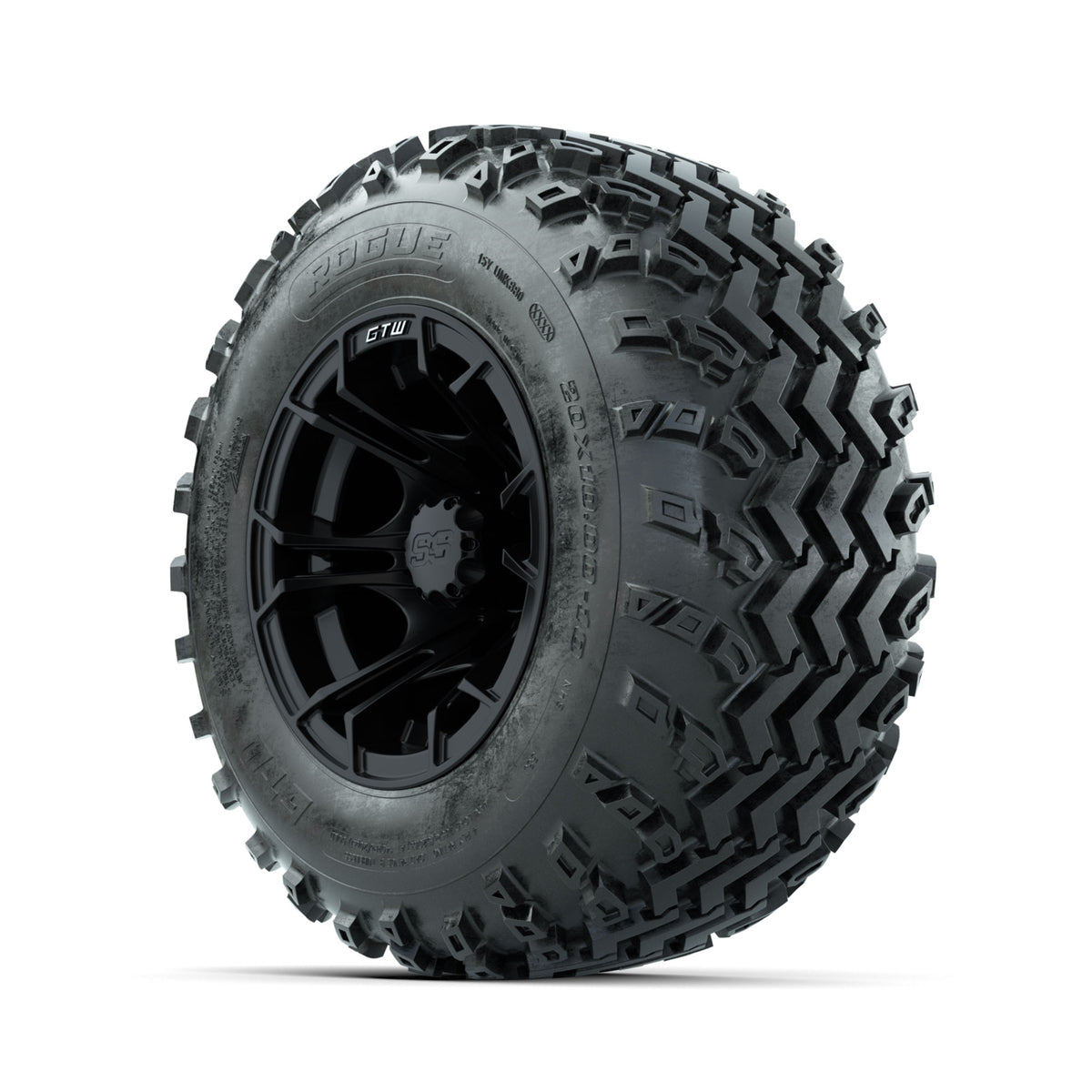 GTW Spyder Matte Black 10 in Wheels with 20x10.00-10 Rogue All Terrain Tires