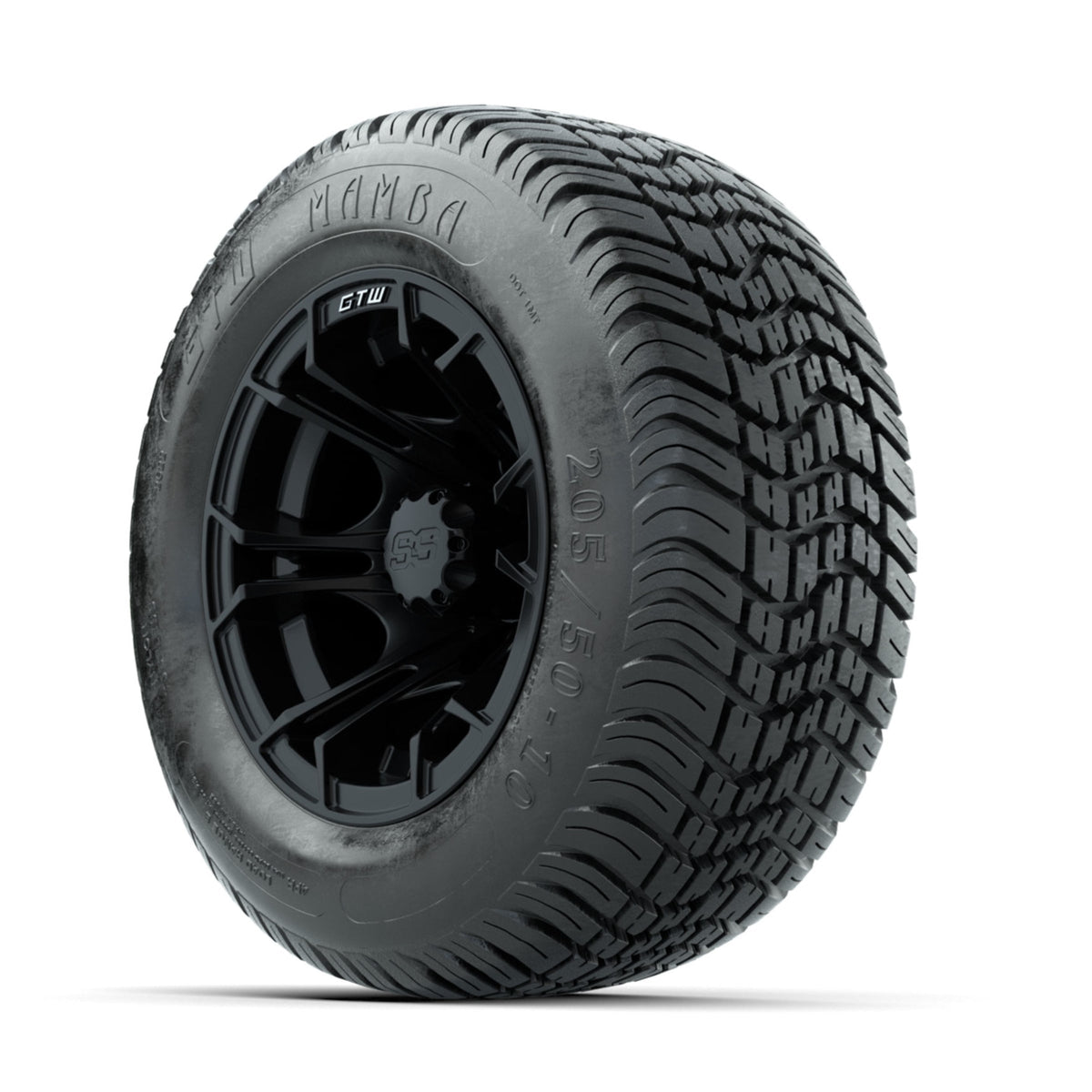 GTW Spyder Matte Black 10 in Wheels with 205/50-10 Mamba Street Tires – Full