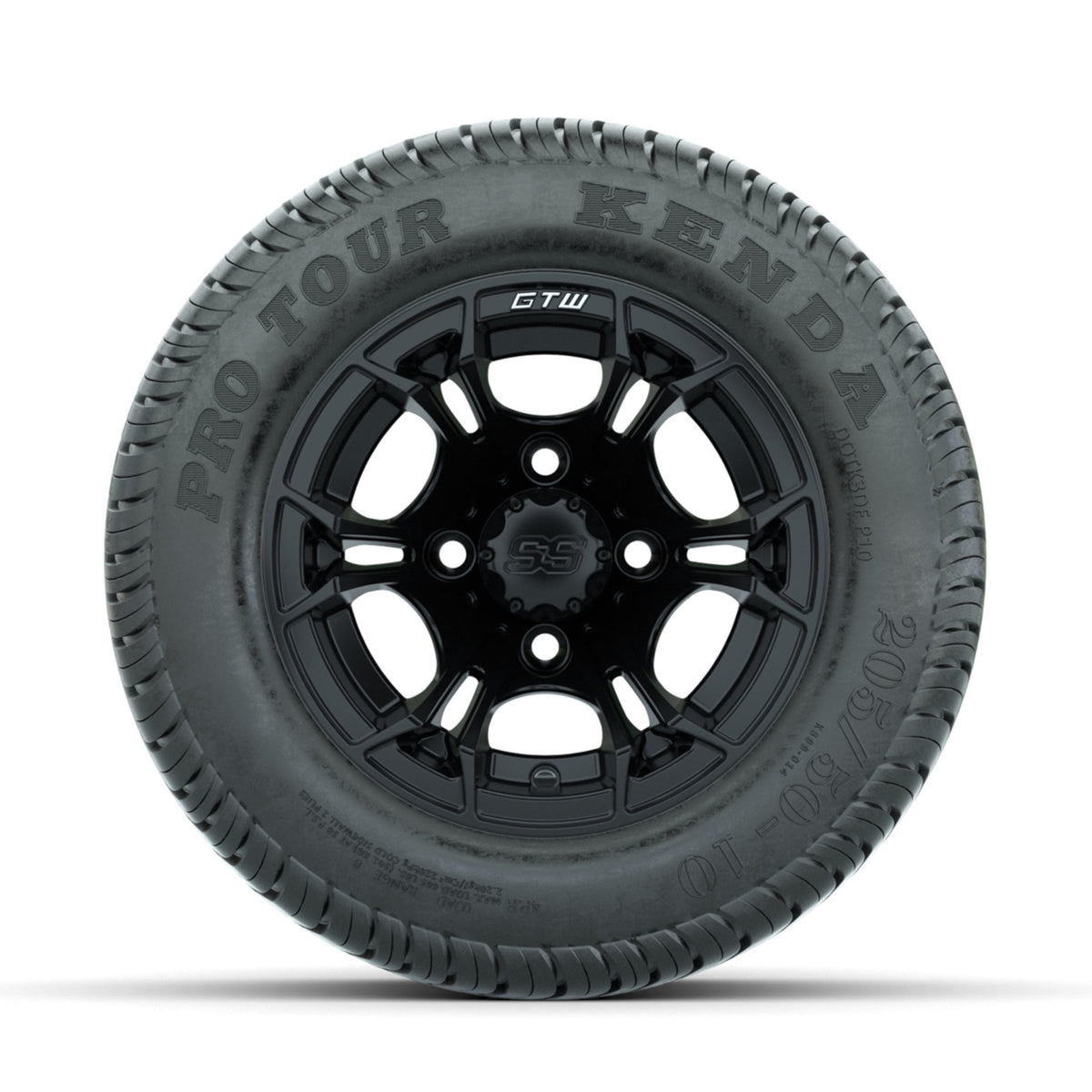 GTW Spyder Matte Black 10 in Wheels with 205/50-10 Kenda Pro Tour Low-profile