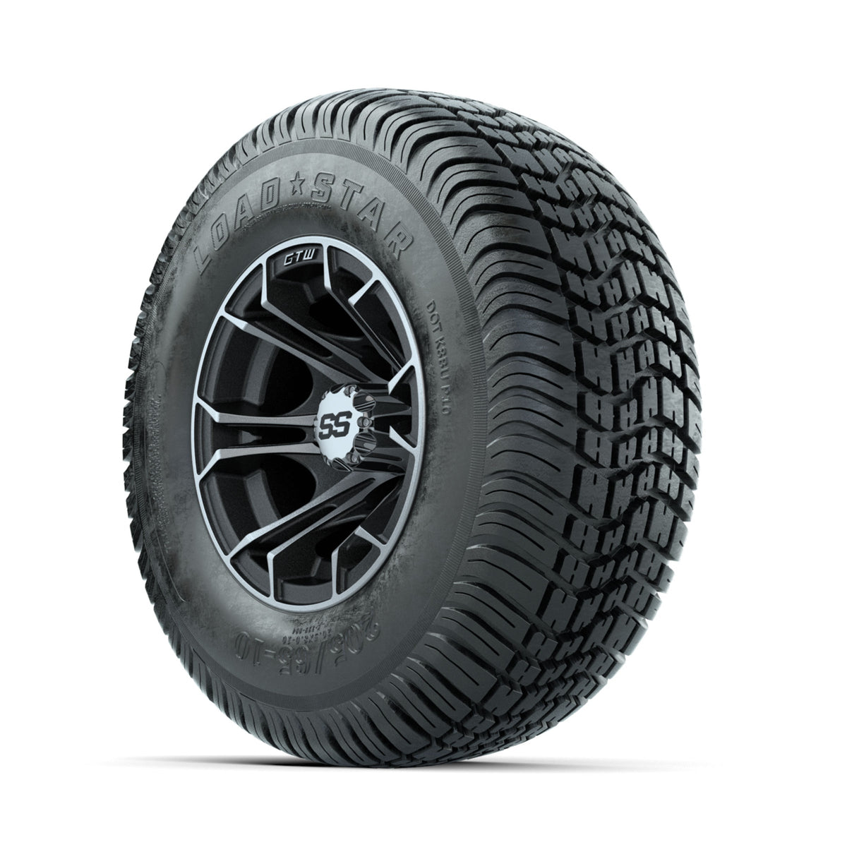 GTW Spyder Machined/Matte Grey 10 in Wheels with 205/65-10 Kenda Load Star